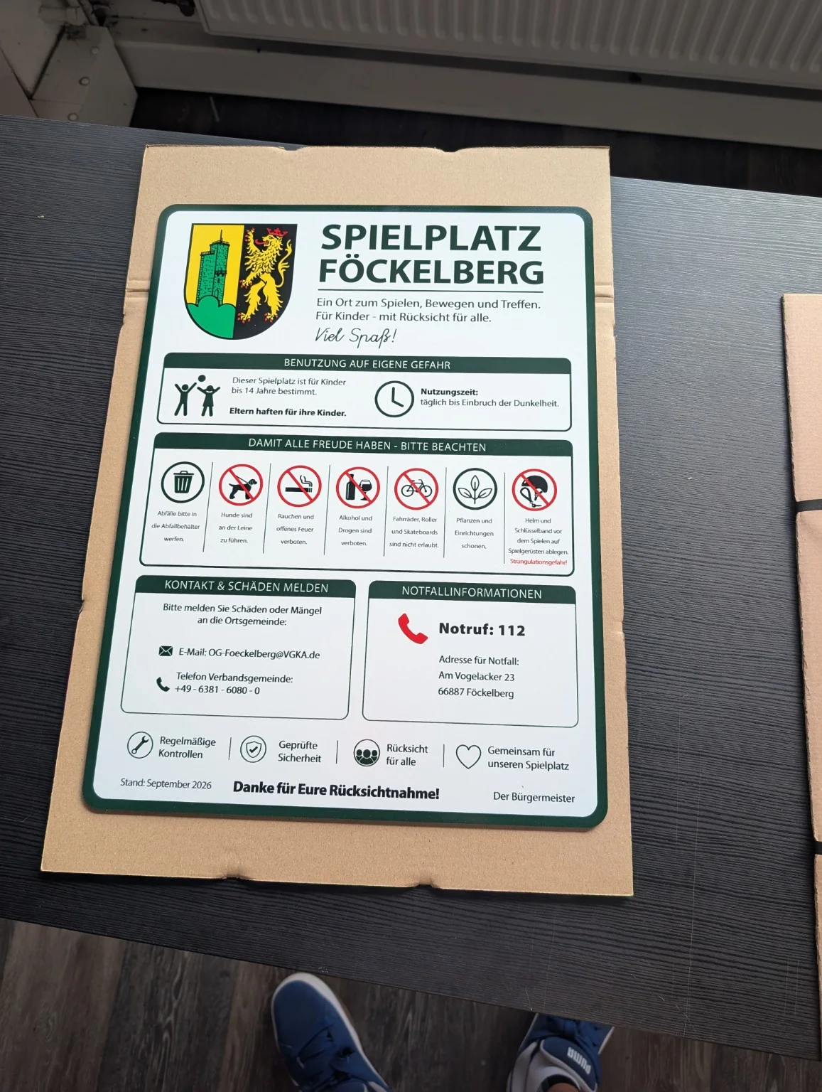 Spielplatzschild · Ortsgemeinde Föckelberg